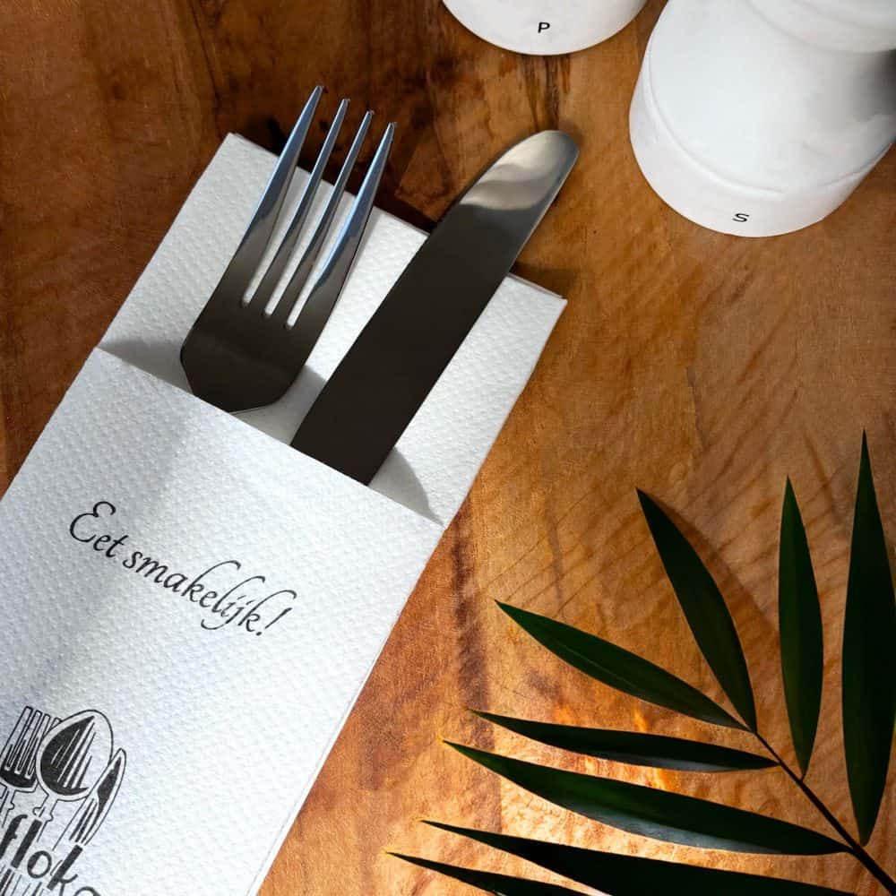 Bedrukte Airlaid Pochette