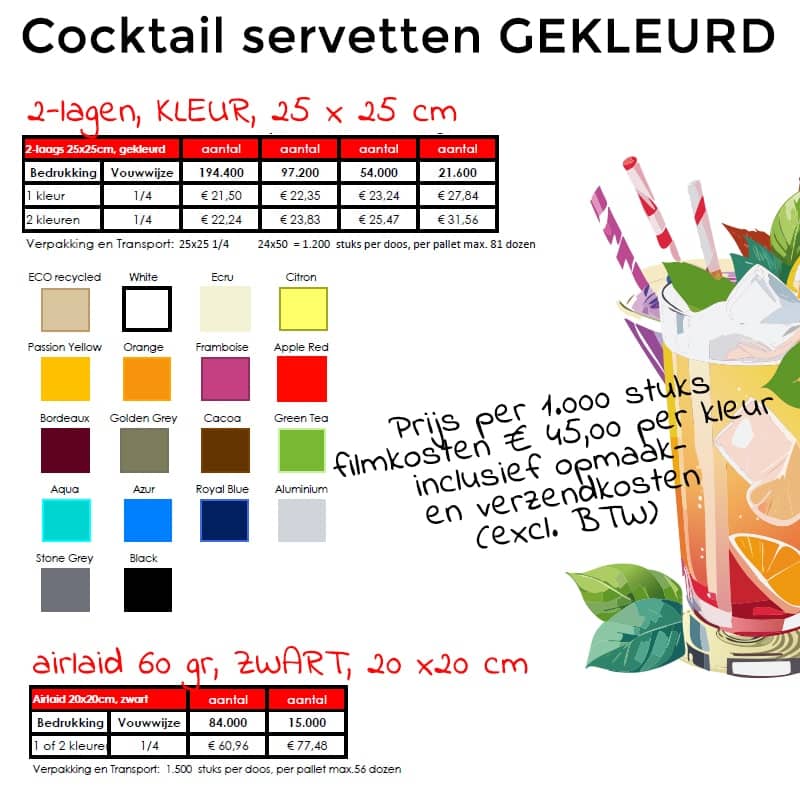 Cocktail Servet KLEUR - Afbeelding 5